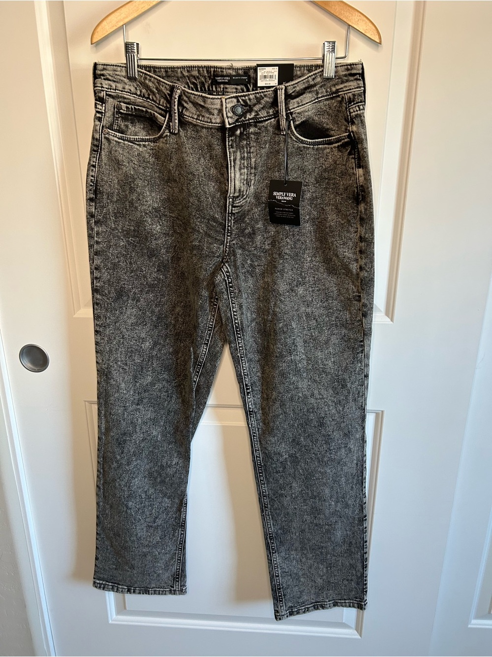 Simply Vera Vera Wang women’s Black Acid-Wash Jeans - Slim Straight